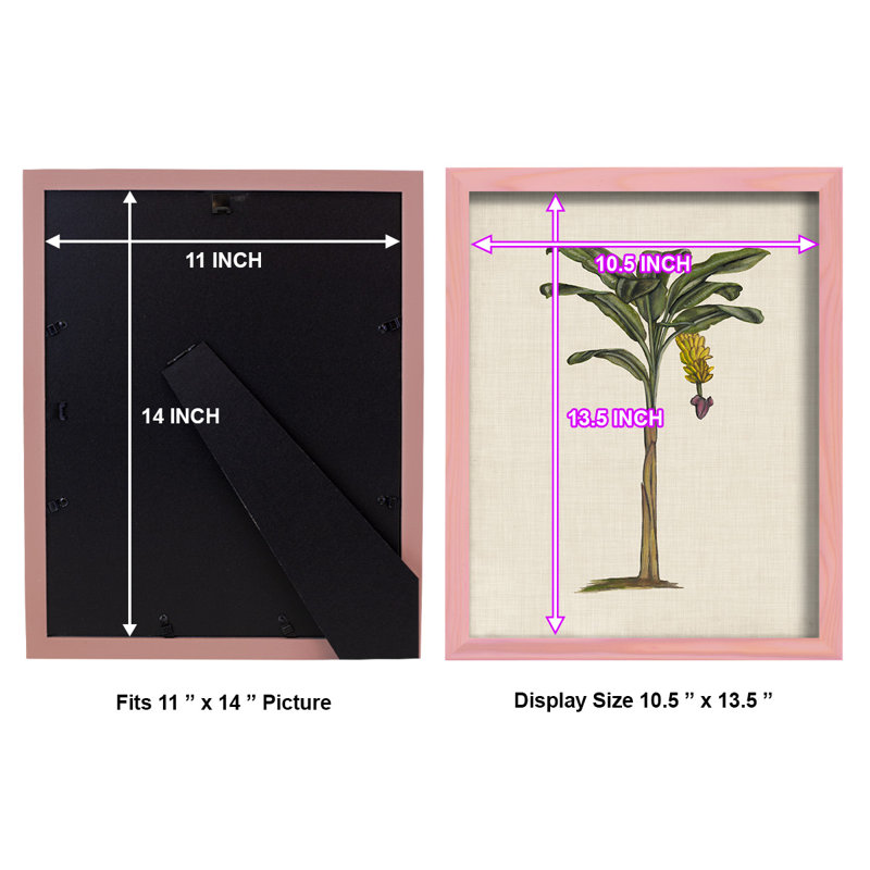 Palmiers anglais AU CH CH III - Imprimé encadré avec verre - noyer, H 12 po x l 15 po x P 1 po, Rose