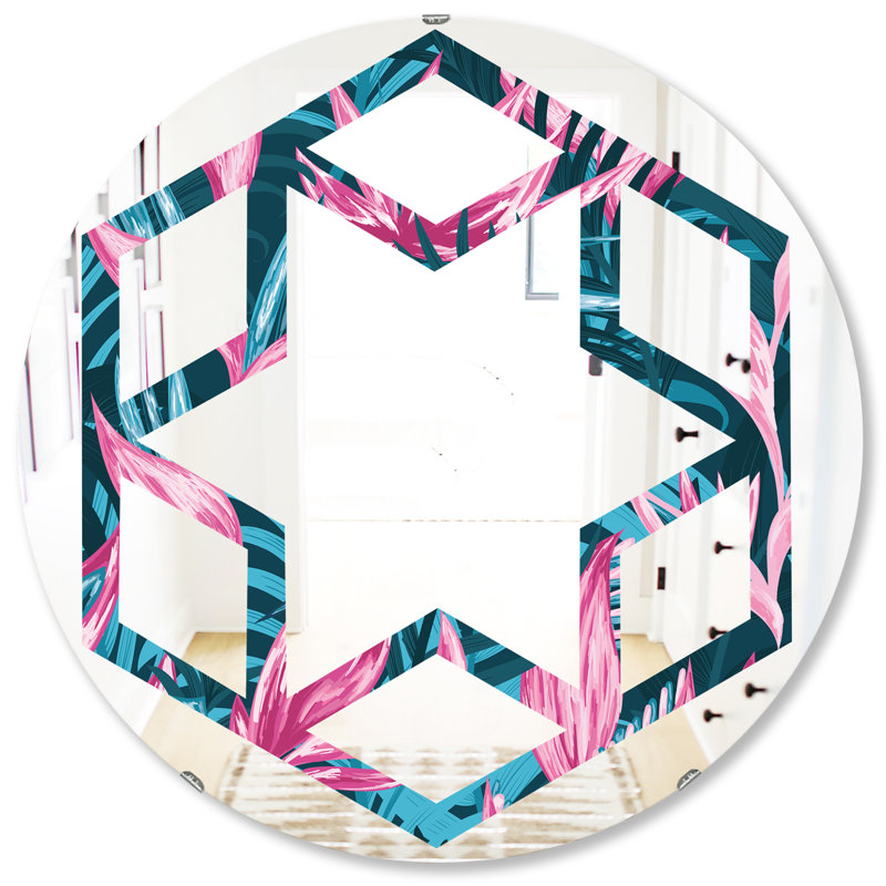 Miroir mural hexagonal étoile à la main, H 31,5 po x l po