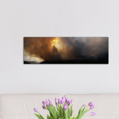 Fumée panoramique d'un feu de forêt, parc national de Zion, Washington County, Utah, États-Unis - reproduction de photo sur toile tendue