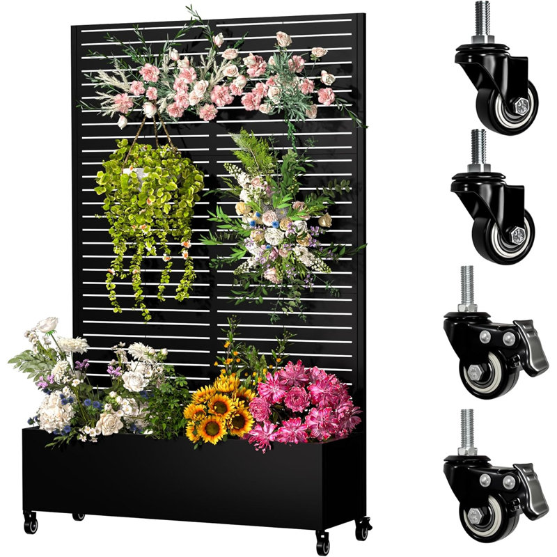 Boîte à fleurs en métal avec treillis