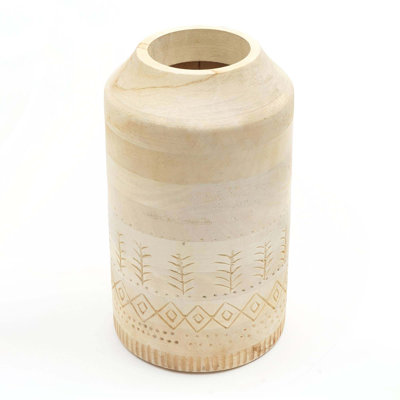 Vase décoratif en bois 1 pièce pour salon - 8,5 x 15 po
