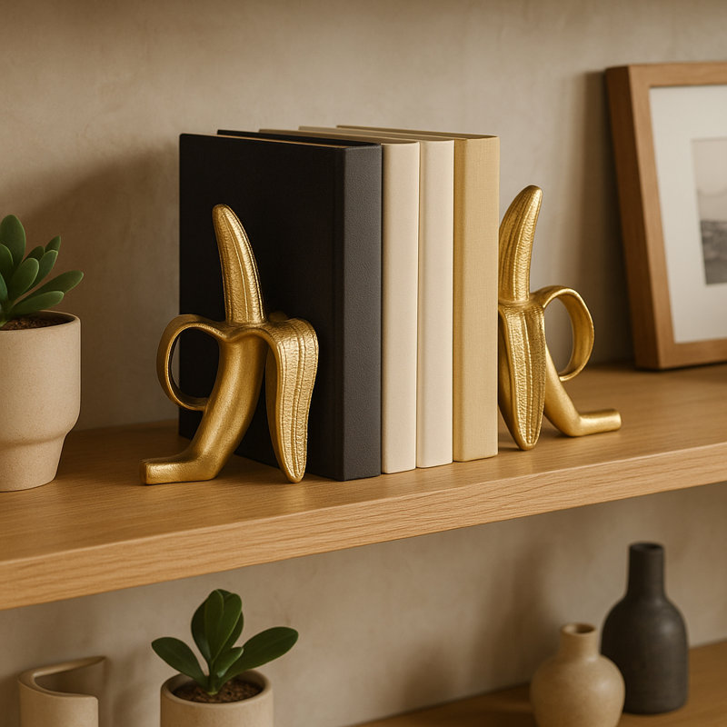 8.75" H Gold Aluminum Banana Bookends