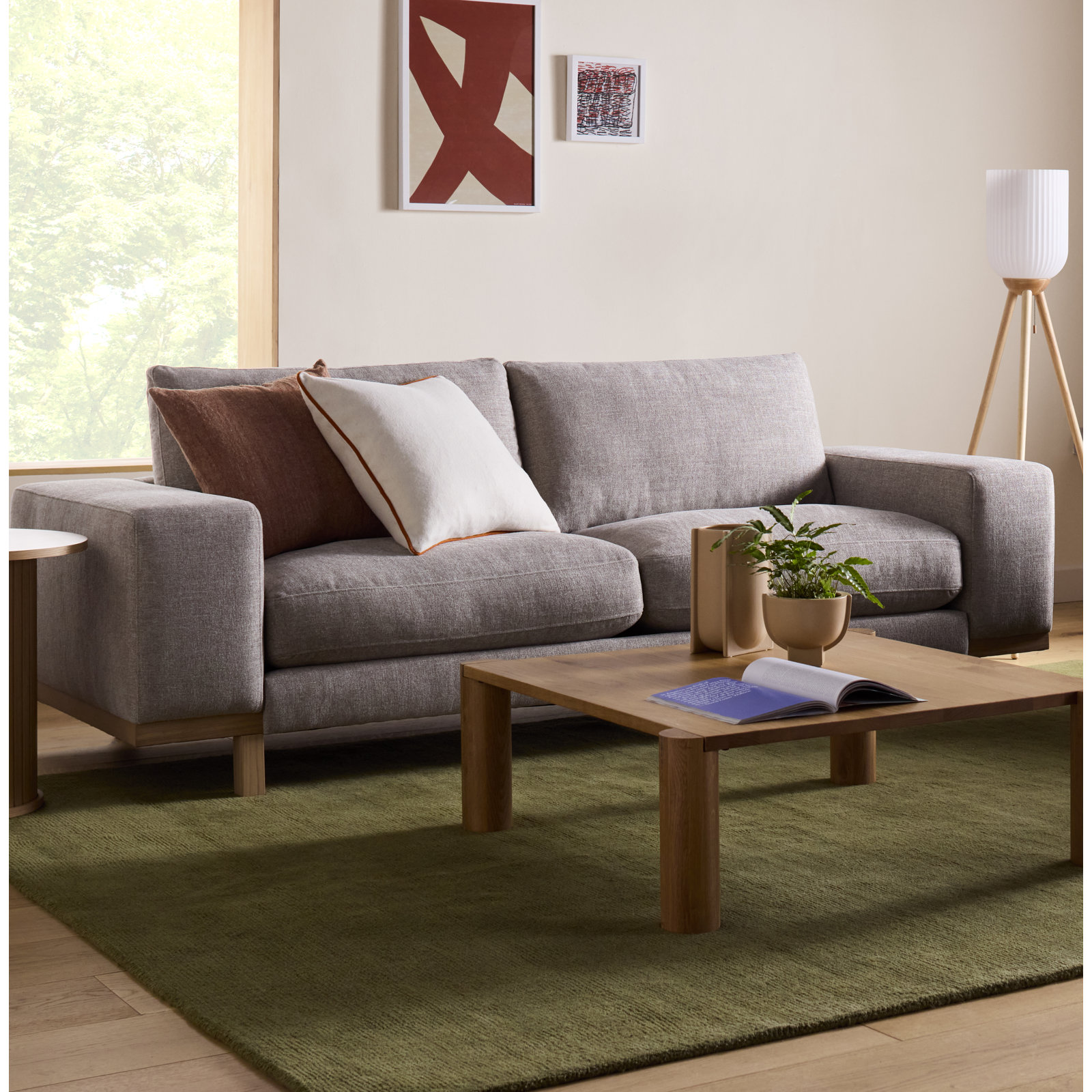 Arnette 97'' Upholstered Sofa, Brent Cloud Basketweave