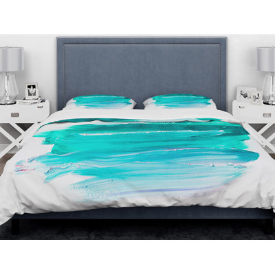 Ensemble de housse de couette à peinture turquoise designart