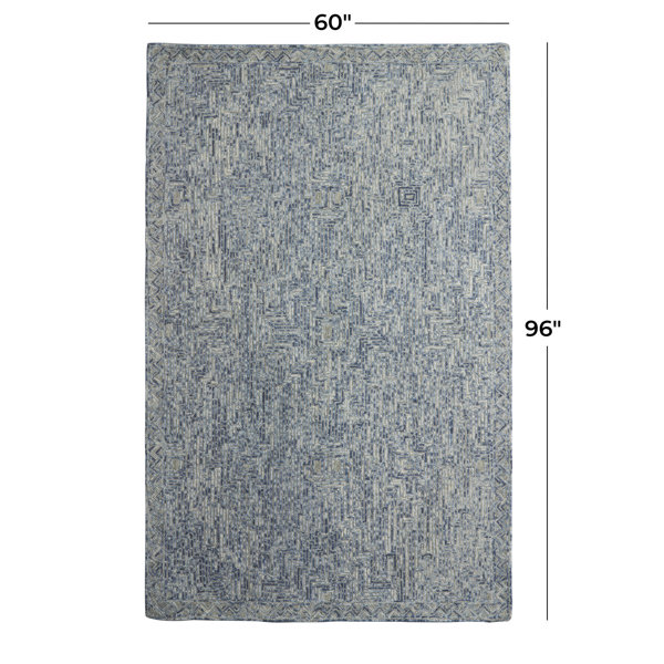 Designer Transitional Traditional Hand Hooked Wool Blue Area Rug