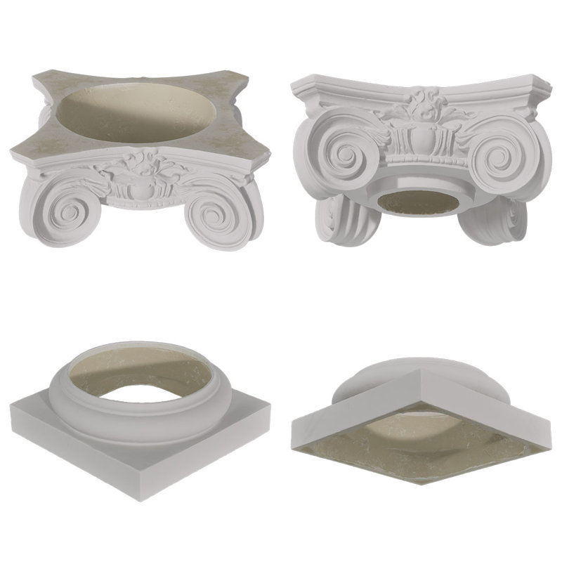 Colonne ronde Endura-Stone, 10 po de diamètre x H 5 pi, Base toscane et Scamozzi Capital, Plan type A - non fendu / entier