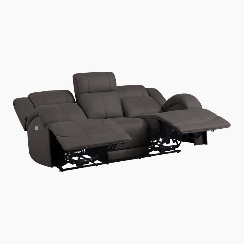 Canapé inclinable double en microfibre Herriman, Microfibre chocolat, Courant
