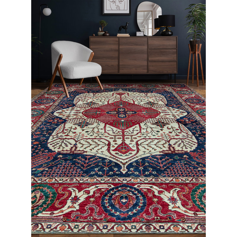 Tapis rouge noué à la main de haute qualité