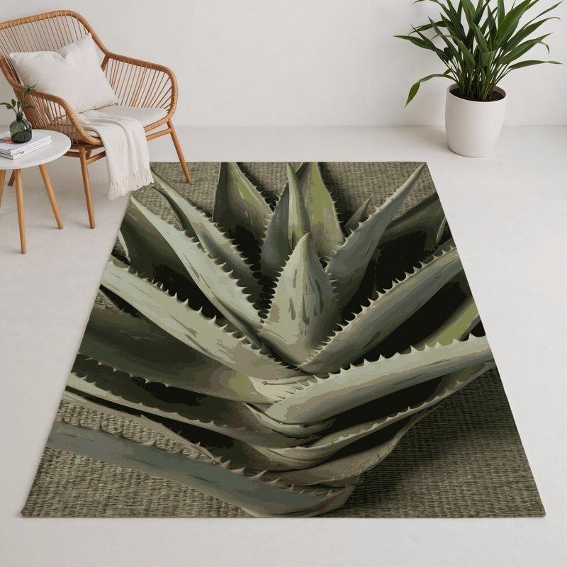 Tapis d'intérieur et d'extérieur brun Botanical, Rectangle 5 pi x 7 pi