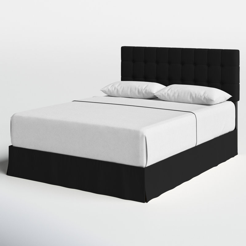 Ambria Upholstered Wingback Bed, Black, Queen