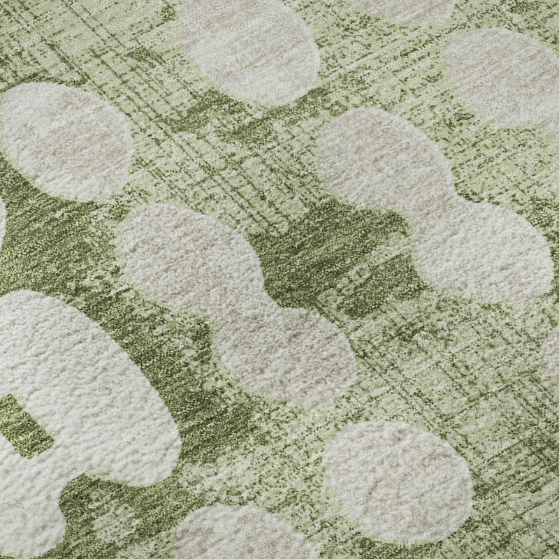 Premium Machine Washable Prisco Aloe Rug, Rectangle 2'6" x 3'10"