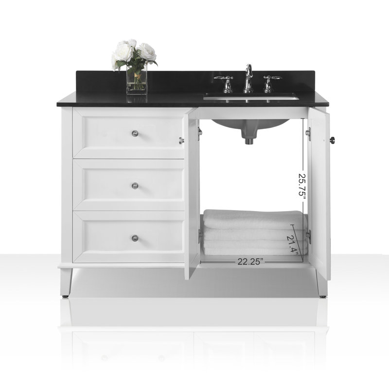 Hannah 48'' W Single Vanity, Black, White/Brushed Nickel, Right