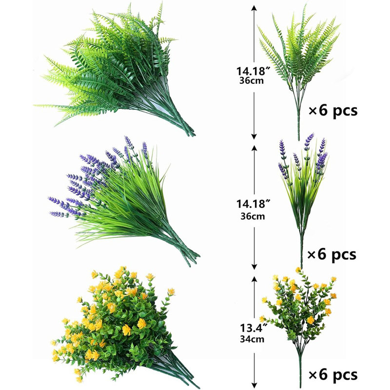 18PCS Plantes artificielles d'extérieur en vrac, résistantes aux rayons UV ...