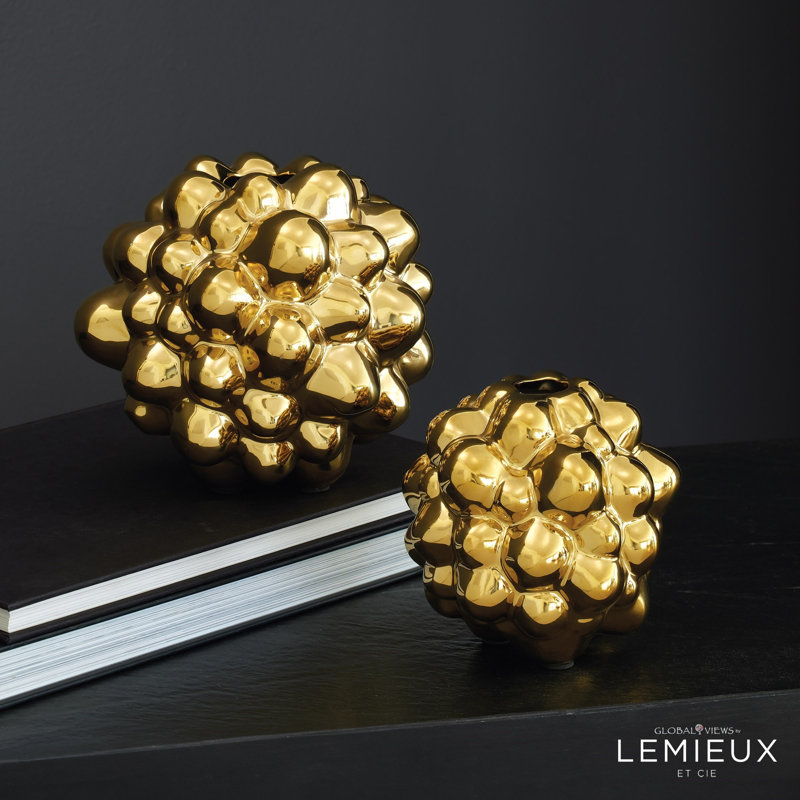 Bubble Vase, Bright Gold, 5.25" H x 5.25" W x 5.25" D