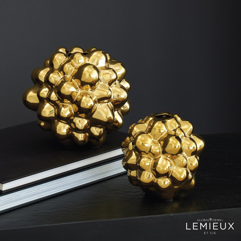 Bubble Vase, Bright Gold, 6.75" H x 7" W x 7" D