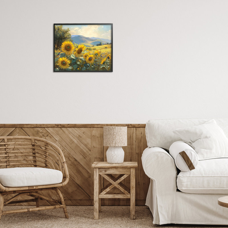 Giclée encadrée, tournesol, H 11 po x l 14 po, Giclée encadrée noir minuit
