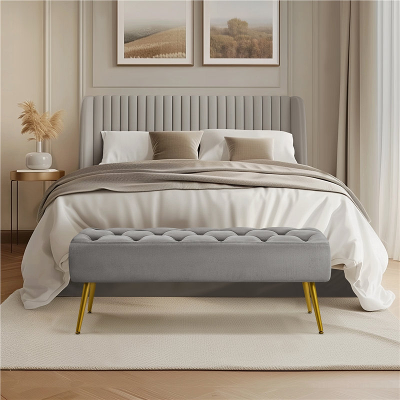 Banc de chambre rembourré Italee, Gris