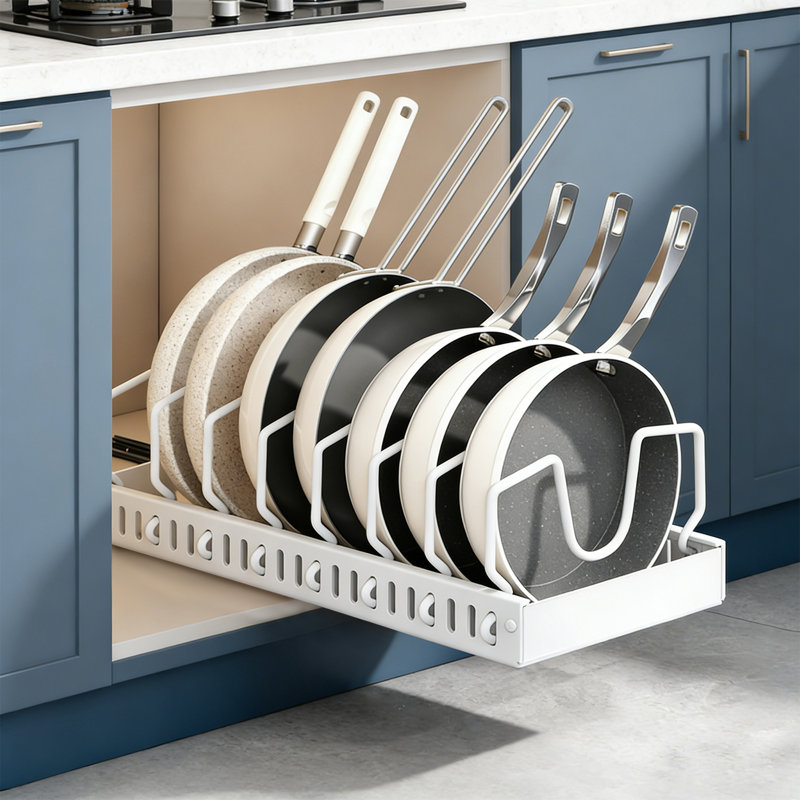 Hale-Marvin Pull Out Steel Kitchenware Divider, White