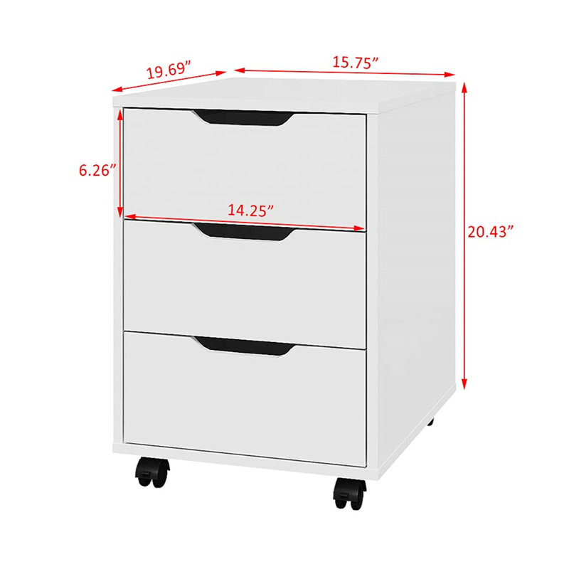 50cm Wide 3 -Drawer Mobile File Cabinet