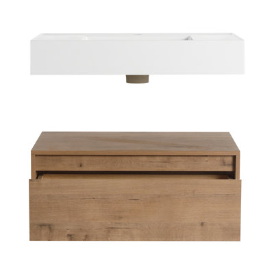 30 inch Wall-Mounted Bathroom Vanity with Resin Sink,Soft Close Drawer,Float Mounting Design