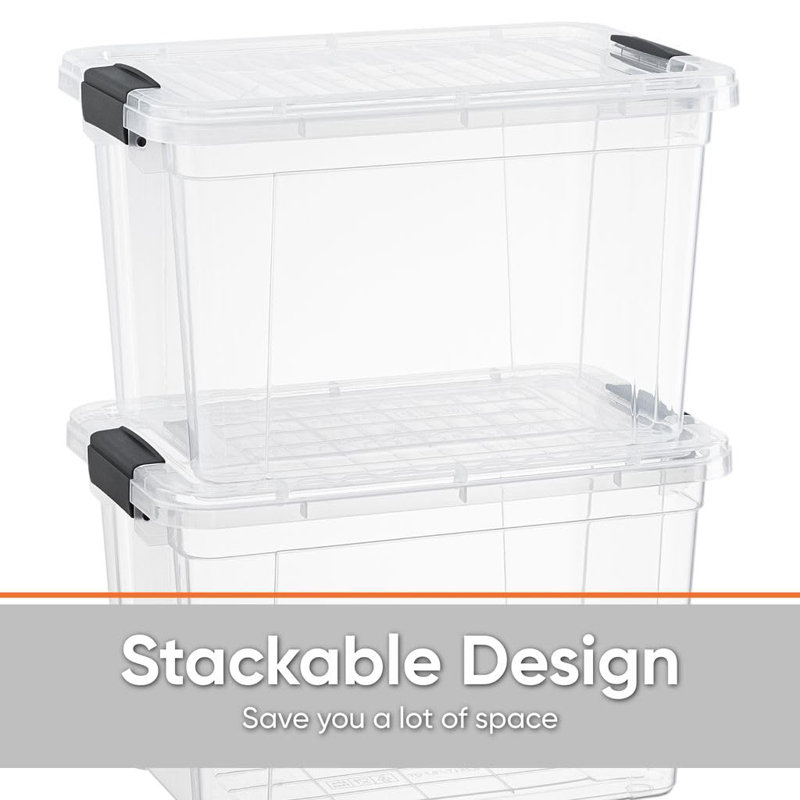  Boîte de rangement transparente avec couvercle, 8,7 pintes de bacs en plastique pour l'organisation, caisses empilables, sans BPA, non toxique, sans odeur, organisateurs pour la maison, le bureau, l'école et le dortoir, paquet de 18