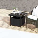 Table d'appoint d'extérieur avec trou pour parasol, porte-parapluie en osier et base 22 po