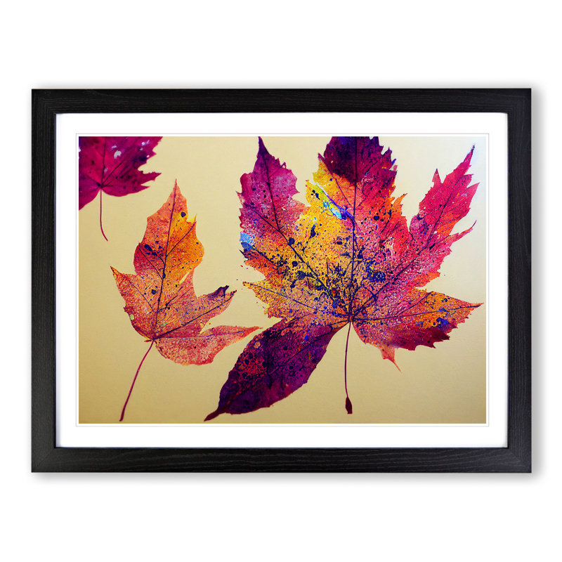 XH1022-6728X Paint Leaf Splash Vol.2 1 Piece Single Picture Frame Wall Art, 46cm H x 64cm W x 2cm D, Black