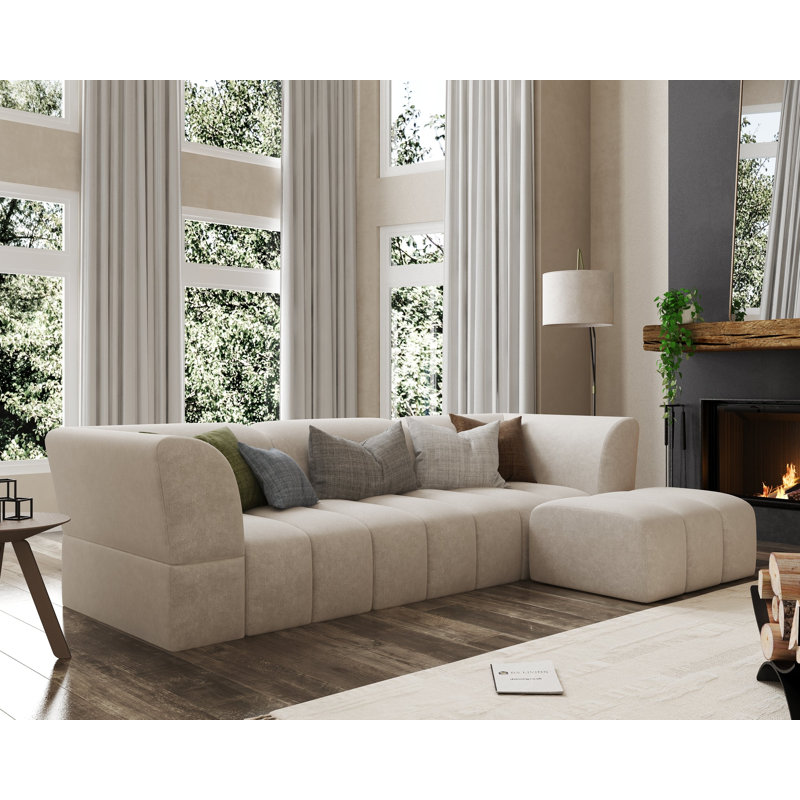 Lena 3 Seater Fabric Sofa, Cream
