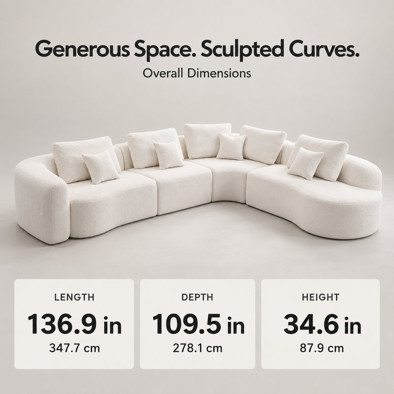 Upholstered Boucle L-Shaped Sectional, White