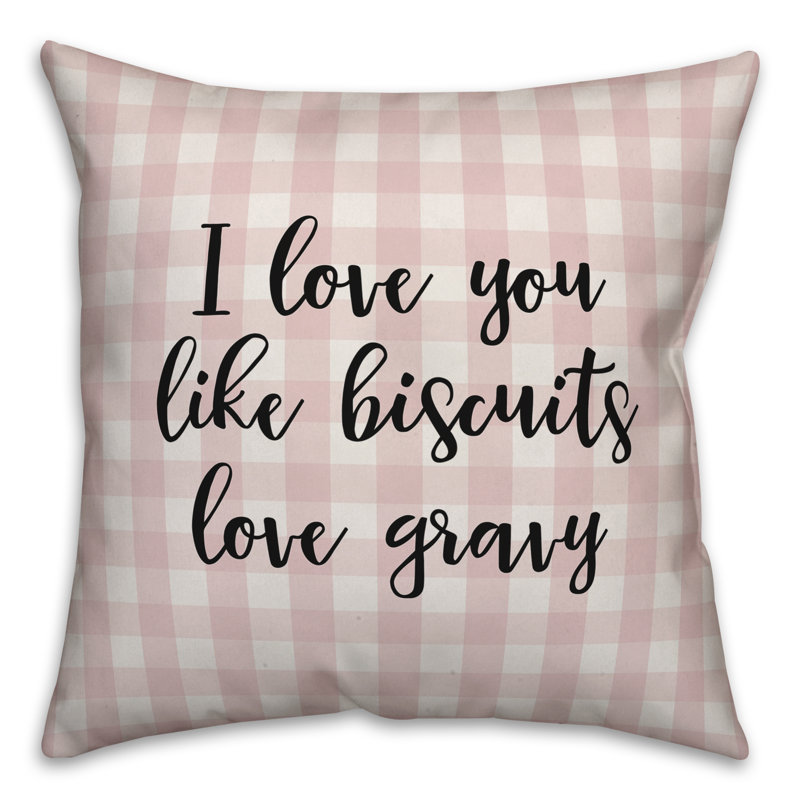  Coussin décoratif I Love You Like Biscuits Love Gravy, Rose / Noir, Housse de coussin