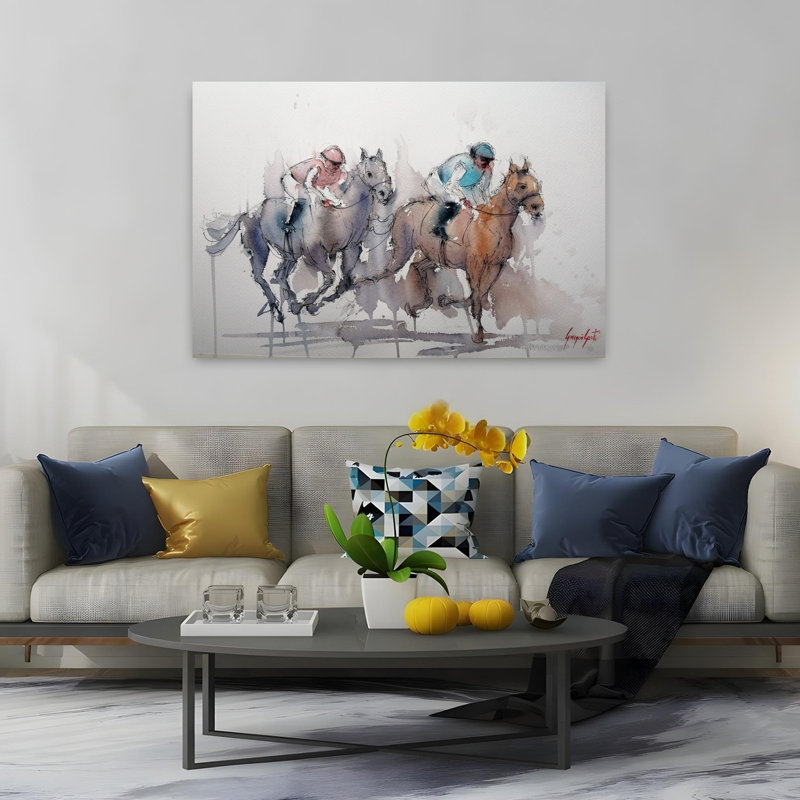 Cheval au galop, reproduction d'art contemporain cheval, 40" H x 60" W