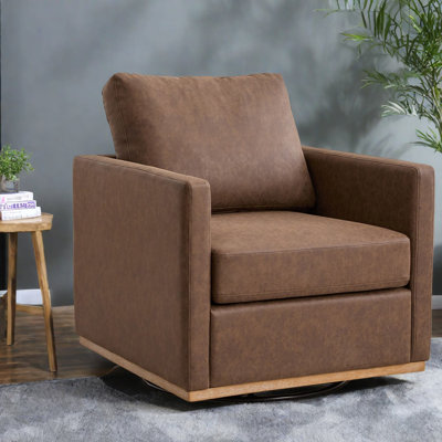 Chaises d'appoint pivotantes modernes, fauteuil en bois et métal PU café pour la maison