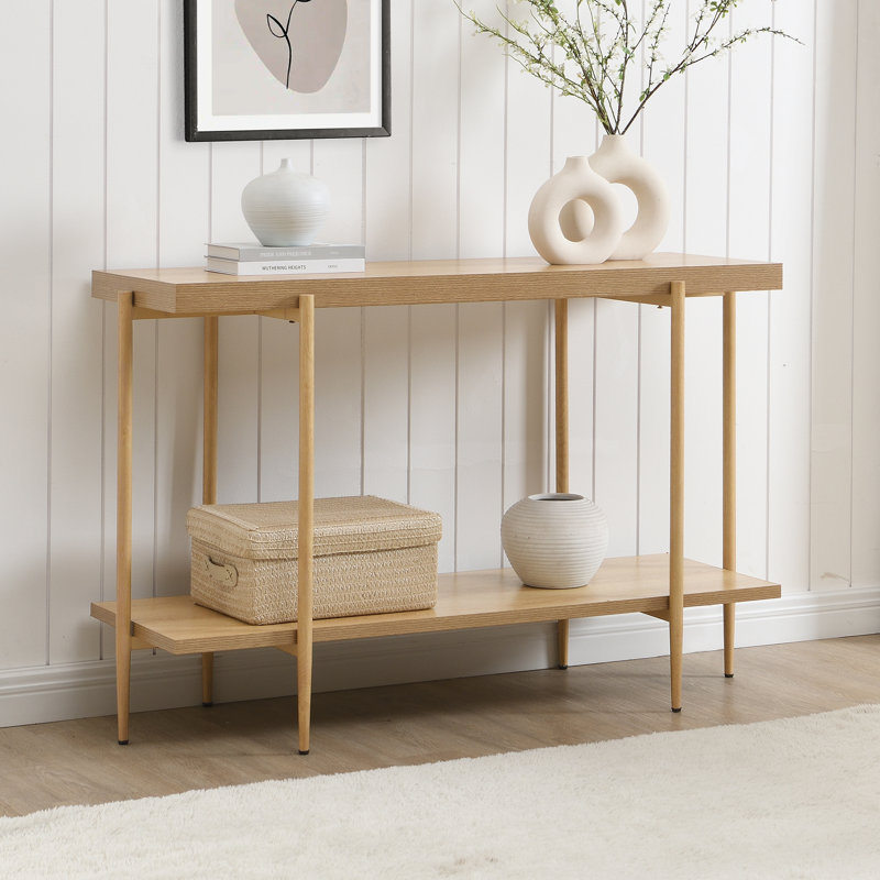 Console Table with Storage Shelves Narrow Hallway Entryway Sofa Table Modern