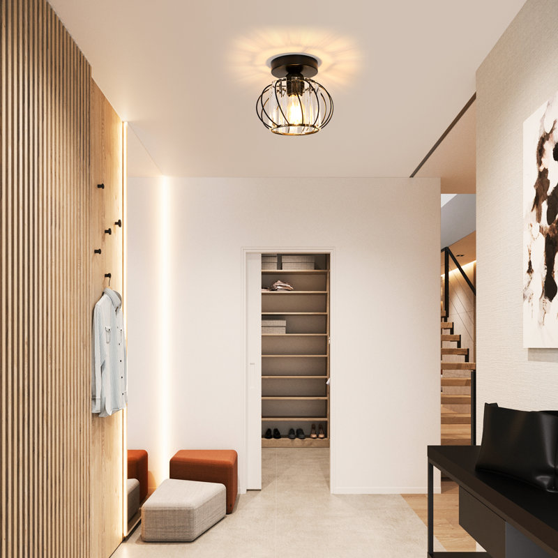 1-Light 7In Crystal Flush Mount Ceiling Light