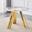 Table de salle à manger élégante en marbre de 42 pouces, acier plaqué or, design moderne