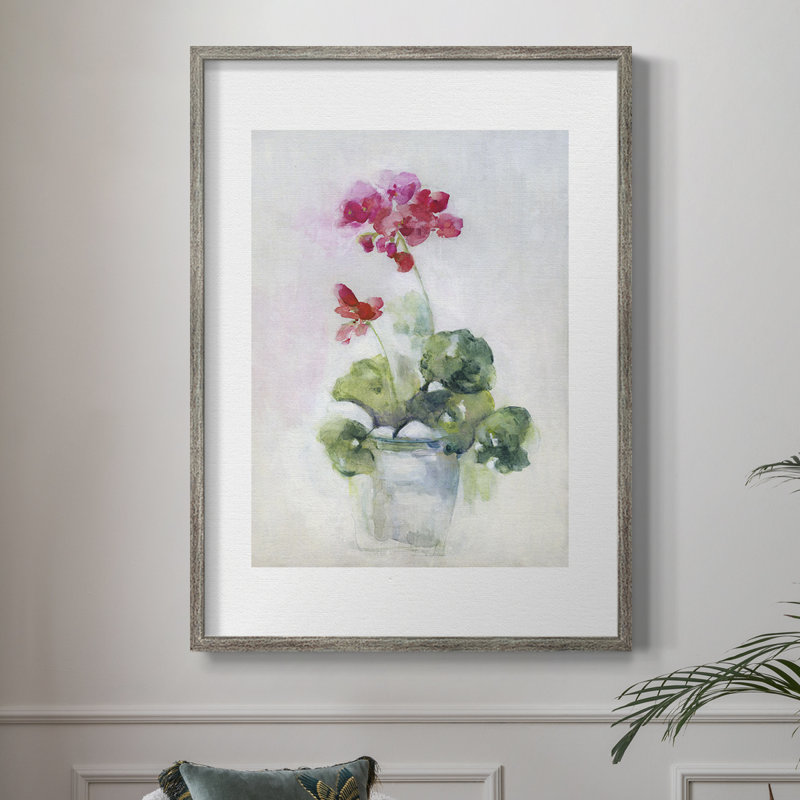 «Soft Geranium I», reproduction encadrée - bois massif 45223, H 11 po x l 9 po