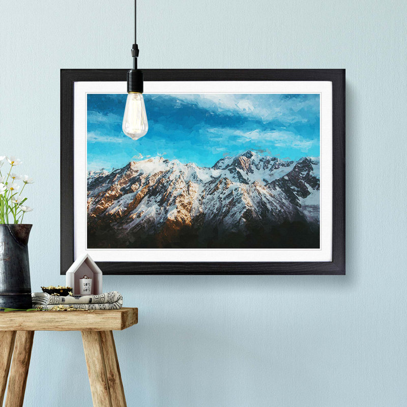 Mountains in New Zealand in Abstract - Picture Frame Graphic Art Print, Black Framed, 27cm H x 36cm W x 2cm D