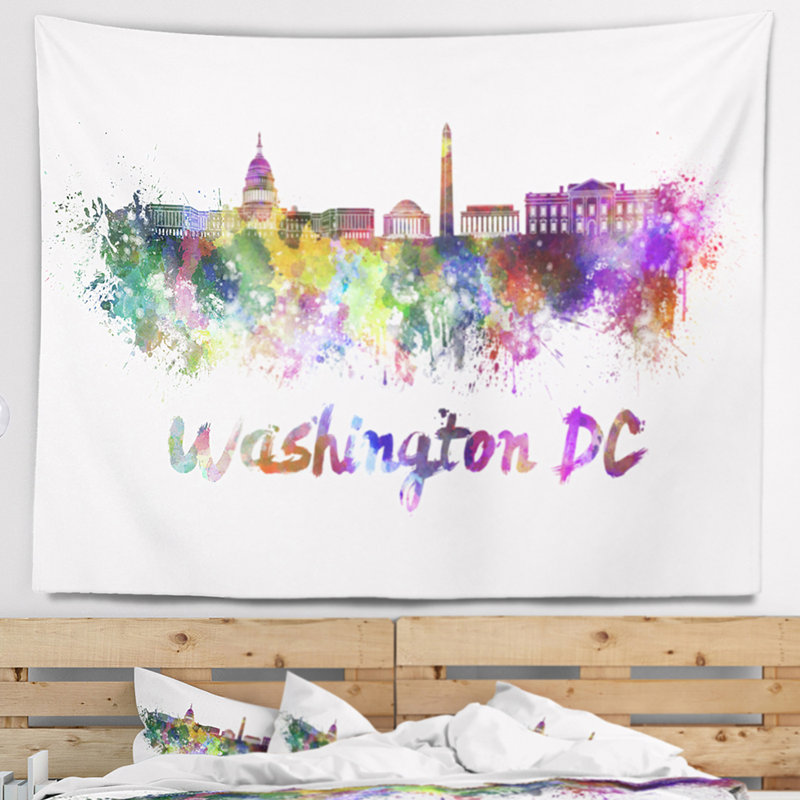 Washington dc skyline tapisserie Cityscape, H 50 po x l 60 po