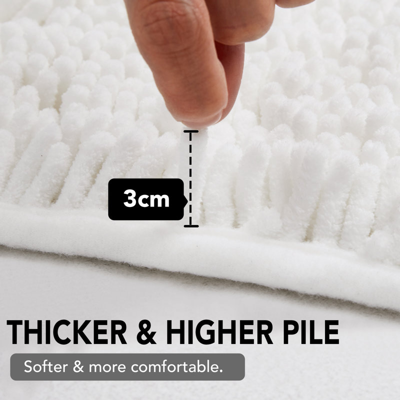 Porreca Non-Slip Bath Rug, 17" W x 24" L, White