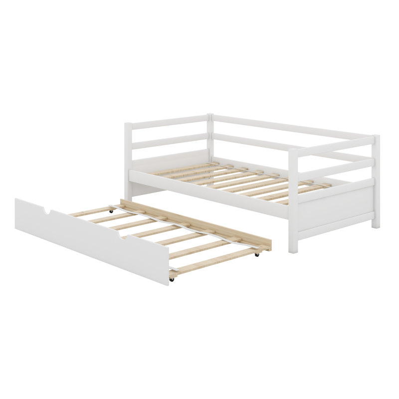 Shantee Wooden Daybed with Trundle, White