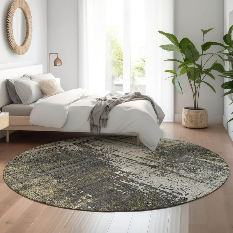 Premium Machine Washable Prisco Taupe Rug, Round 8'