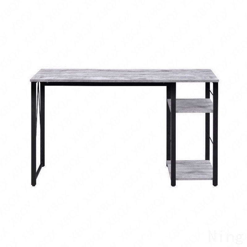Bureau d'écriture rectangulaire blanc antique et noir avec tablette à 2 niveaux, H 28 po x L 47 po x l 19 po, Blanc