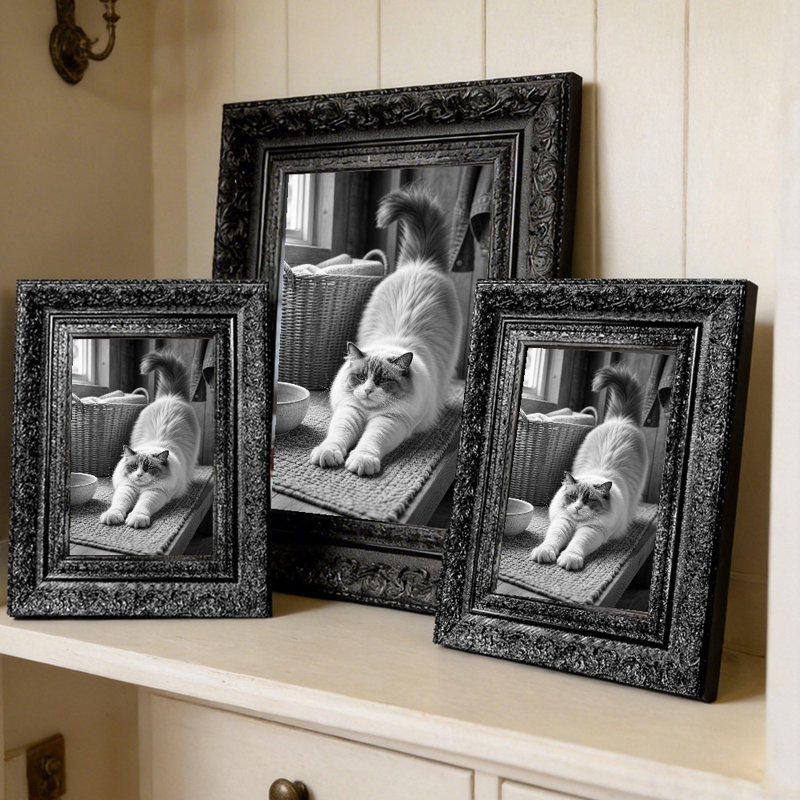 Cadre photo noir 3 pièces 5 po x 7 po avec finition décorative noire, 3, L 5 po x H 7 po, Black