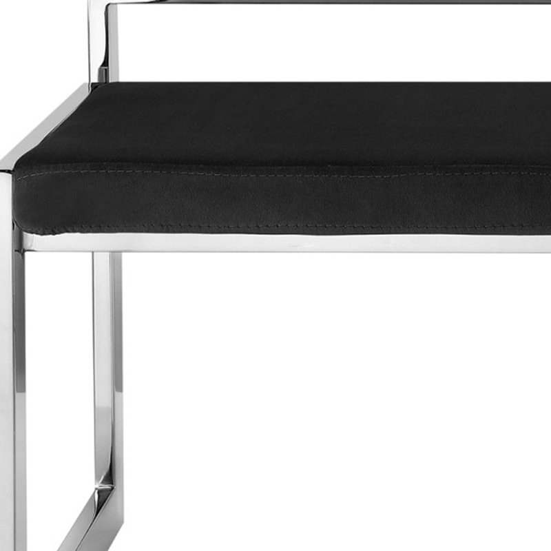 Banc rembourré 48 po en velours, Noir