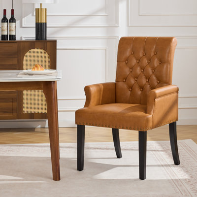 Fauteuil capitonné rembourré à dossier haut, similicuir