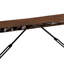Banc de style industriel 1Pc avec conception à deux tons, base en métal en U, finition noyer, bois massif et placage pour les sièges de salle à manger