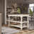Wood Kitchen Island 2 Drawers 2 Shelf White Distressed | -1520375294