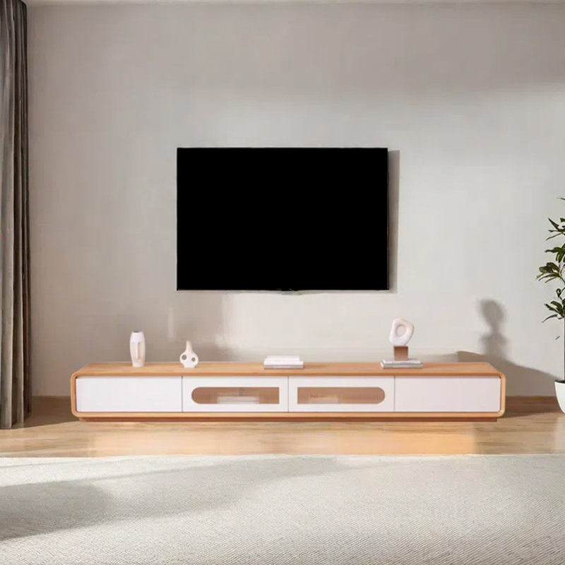 Log style simple design sense TV cabinet, 86.61"