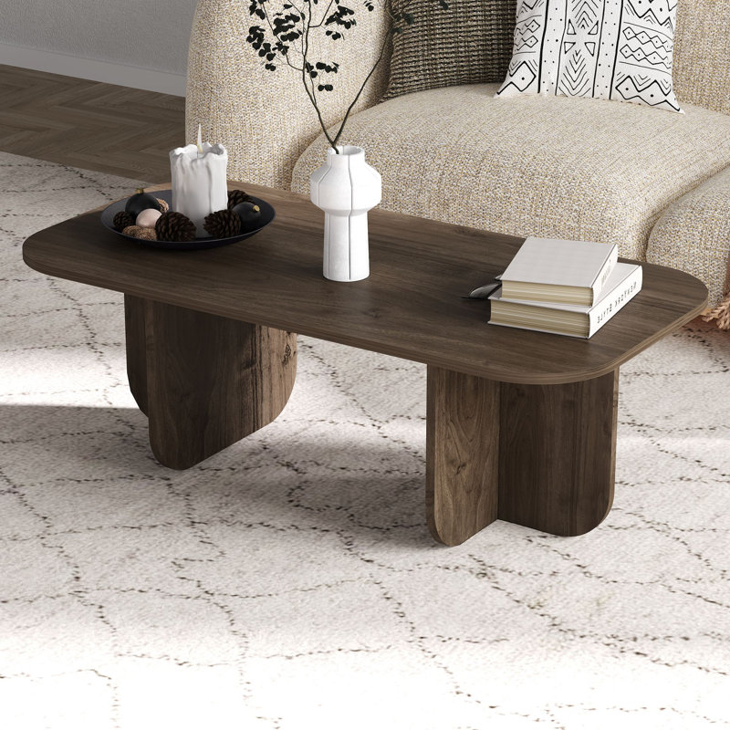 Table basse moderne en noyer de 47,2 po x 16,3 po x 23,4 po | 100% panneau de particules enduit de mélamine, épaisseur: 0,7 pouce | Conception élégante de couleur unie, parfaite pour le salon et les salons, durable et élégante