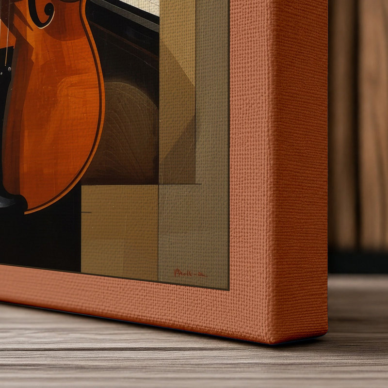Cello in Composition Modern - Wrapped Canvas, 18x12 - 45.7 x 30.5 cm, Terracotta Border